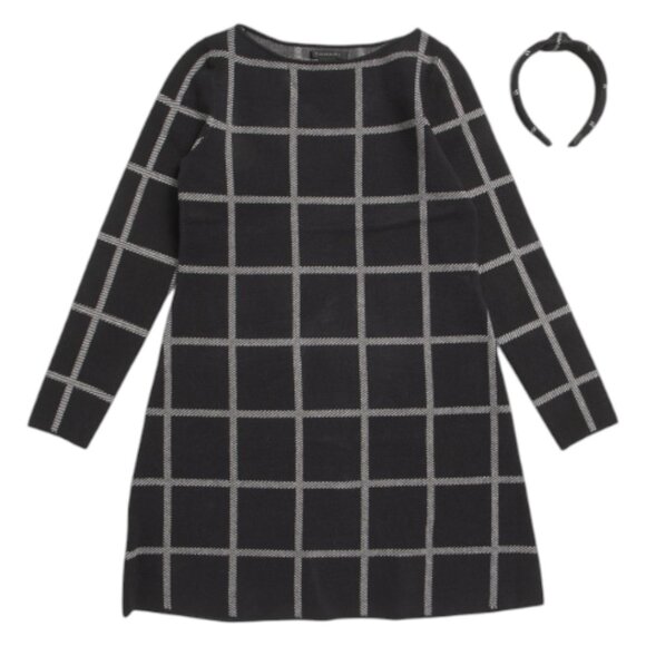 TAHARI 2pc Headband And Long Sleeve Plaid Dress - Picture 4 of 4